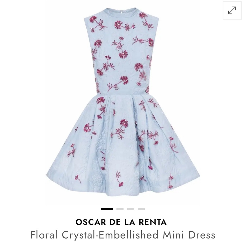 NWOT Oscar de la Renta Blue and Pink Floral Embellished Dress
